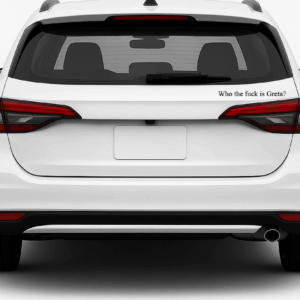 Kfz-Aufkleber (15 x 5 cm)  🚗 Provokant. Frech. Auffällig Who the f* is Greta