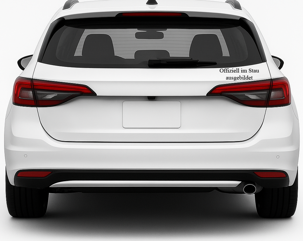 Kfz-Aufkleber (15 x 5 cm) 😏„Offiziell im Stau ausgebildet.“