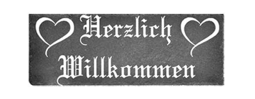 Schiefer-Türschild „Herzlich Willkommen“ mit Herzen