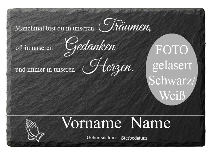Gedenktafel aus Natur-Schiefer-Gebetshände
