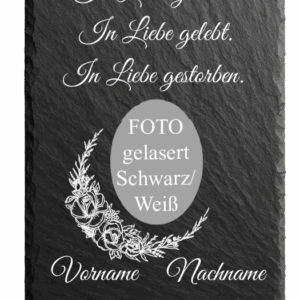 Gedenktafel Schieferplatte 40x30 cm – personalisierte Grabplatte mit Gravur